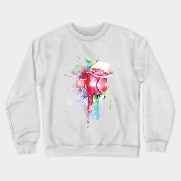 Water Color Rose Crewneck Sweatshirt by Madelyn_Frere